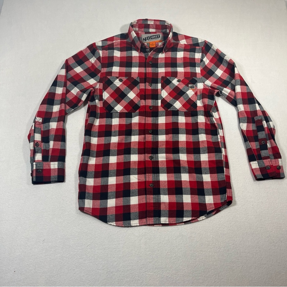 Duluth Trading Shirt Mens Large Flannel Plaid‎ 40 Grit Button Down Long Sleeve S